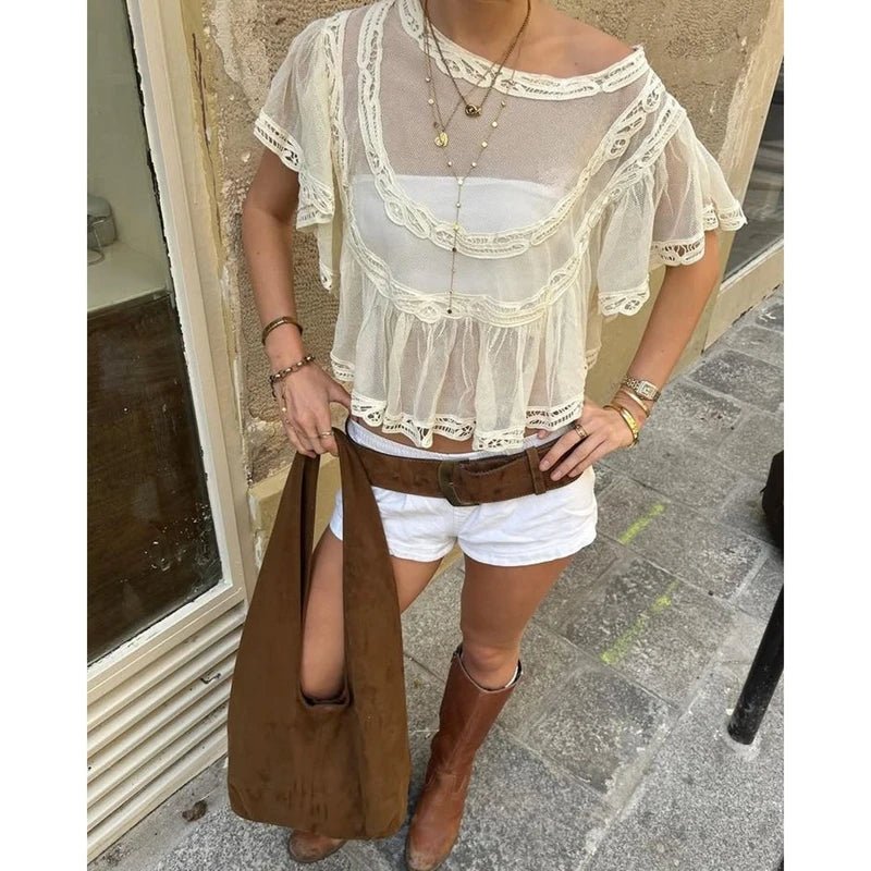 SOERA Genevra Sheer Chiffon Blouse - Tops -  White S