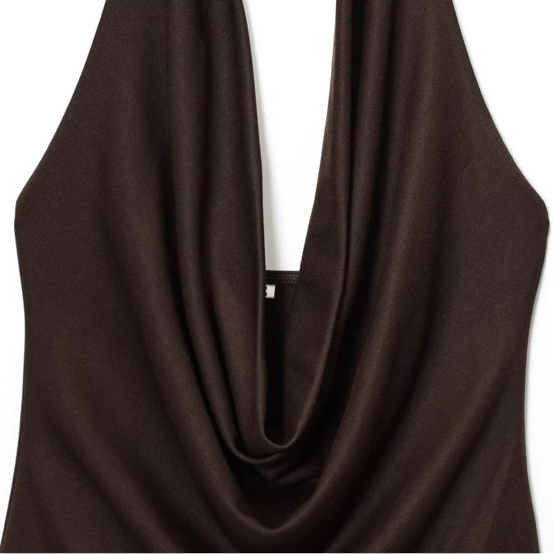 SOERA Ophelia Backless Draped Bodysuit - Tops - 1005009383931631-;oN1762998398594440968 Brown XS