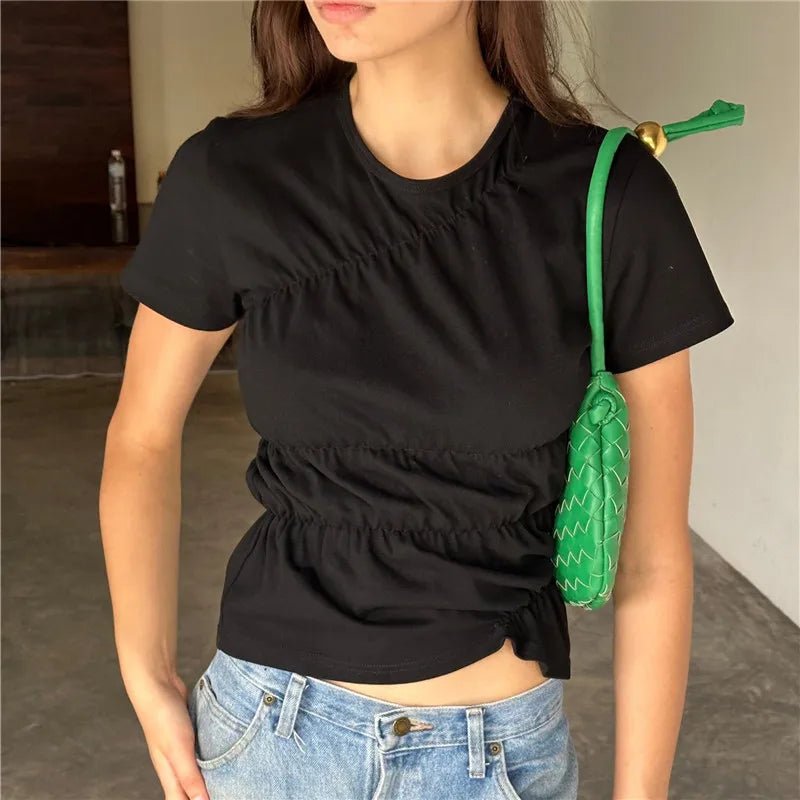 SOERA Paloma Short Sleeve Scrunched Top - Tops - 1005008806492049-;nK1775670873869561252 Black S