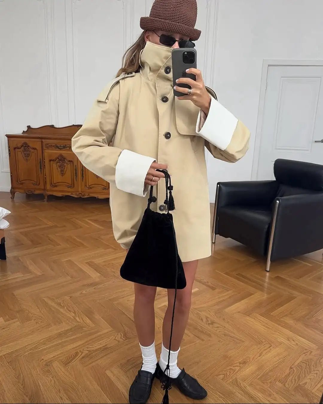 SOERA Brenda Contrast - Cuff Trench Jacket - Trench Coats - 1005010739339130-;ru1772135167150089371 Beige M